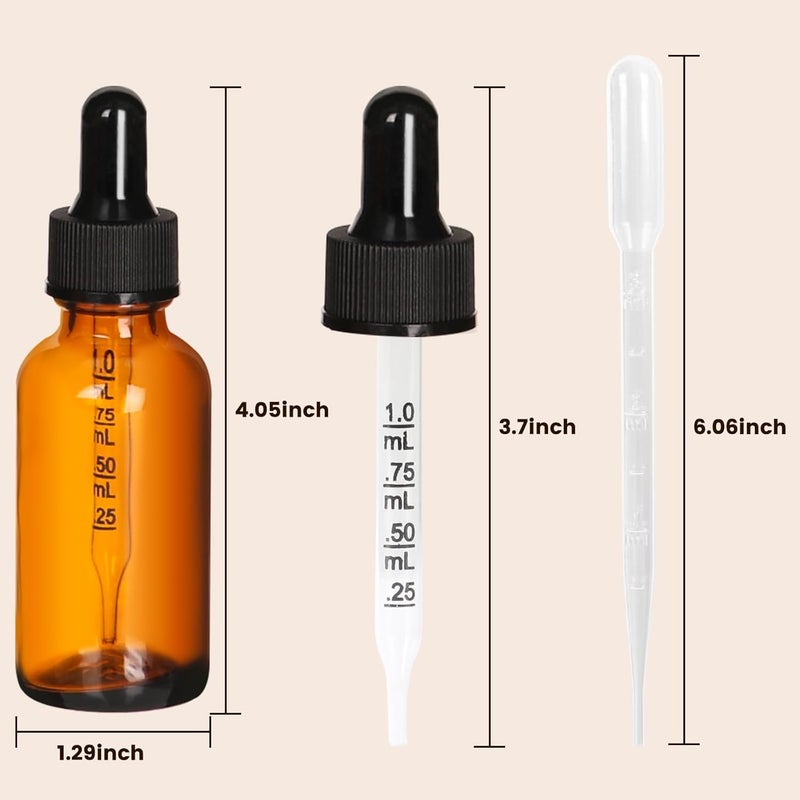 AuroTrends Amber Dropper Bottle 1 oz 48Pack, Glass Tincture Bottles with Dropper - Amber Glass Dropper Bottle 1 oz with Funnel/Stickers/Plastic Graduated Pipette (1fl.oz, Set of 48) - Image 5